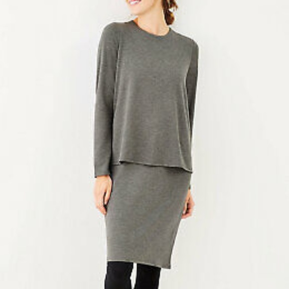 J. Jill Pure Jill Luxe Tencel Tiered Gray Dress - Picture 2 of 10